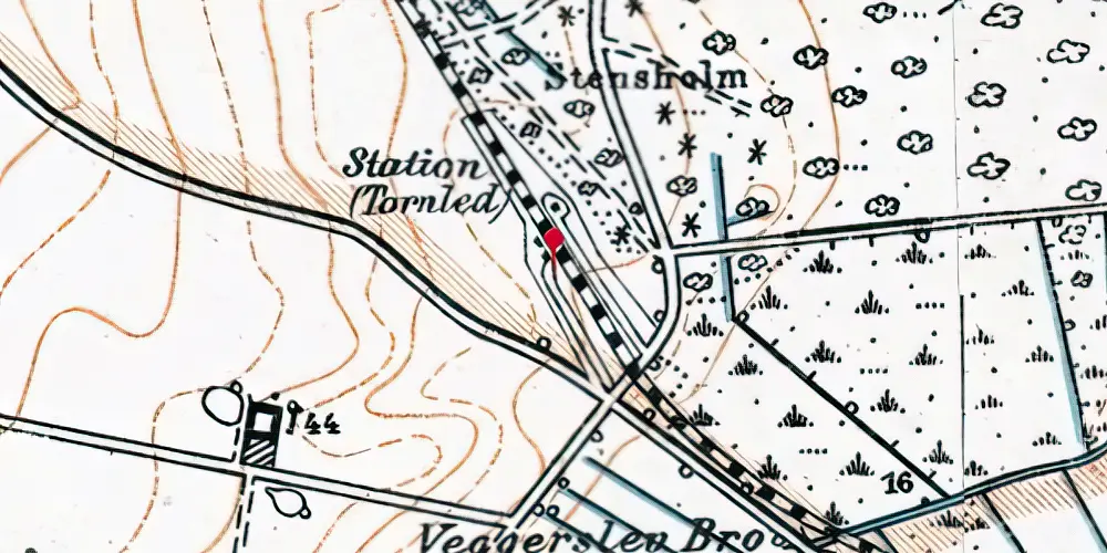 Historisk kort over Tornled Station Historisk kort over Tornled Station