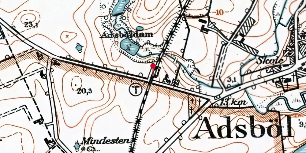 Historisk kort over Adsbøl Billetsalgssted Historisk kort over Adsbøl Billetsalgssted