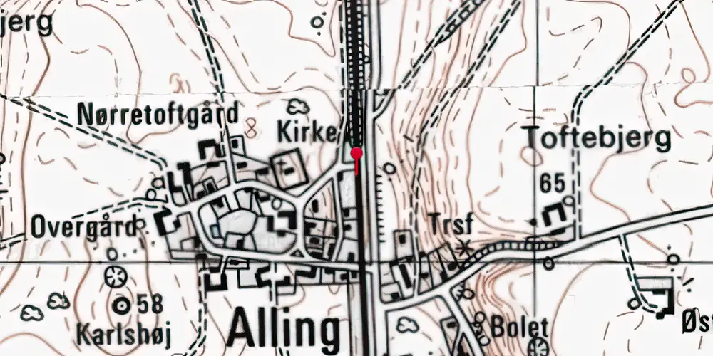 Historisk kort over Alling Trinbræt Historisk kort over Alling Trinbræt