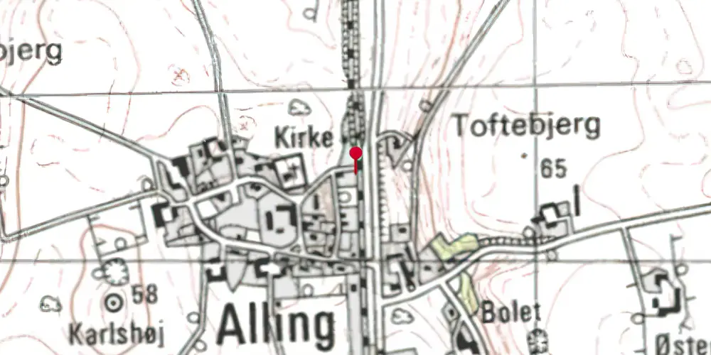 Historisk kort over Alling Trinbræt Historisk kort over Alling Trinbræt