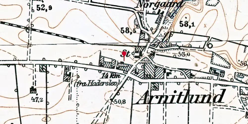 Historisk kort over Arnitlund Station Historisk kort over Arnitlund Station