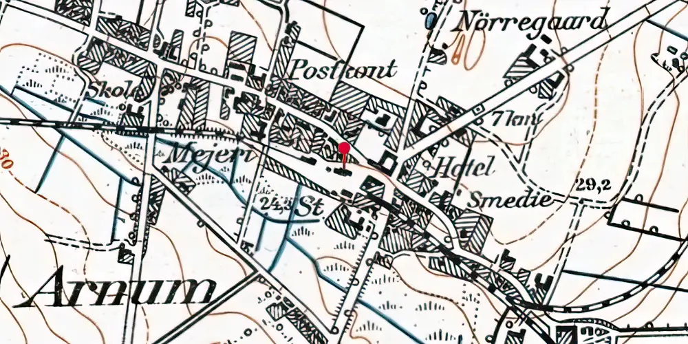 Historisk kort over Arnum Station Historisk kort over Arnum Station