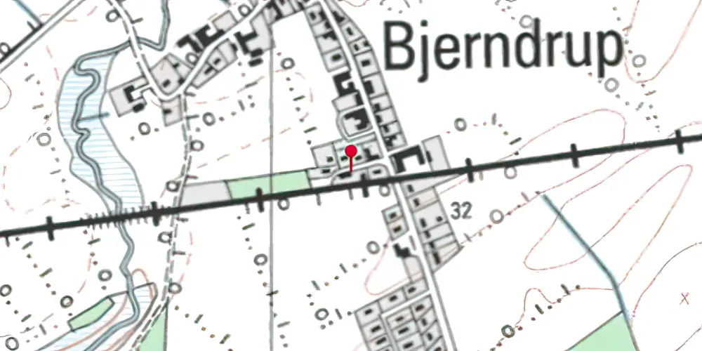 Historisk kort over Bjerndrup Holdeplads med sidespor Historisk kort over Bjerndrup Holdeplads med sidespor