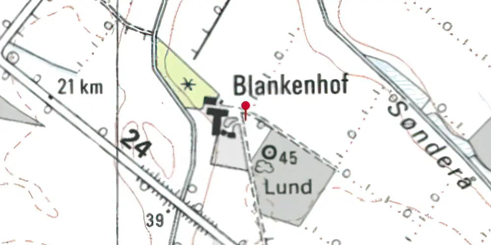 Historisk kort over Blankenhof Holdeplads med sidespor Historisk kort over Blankenhof Holdeplads med sidespor