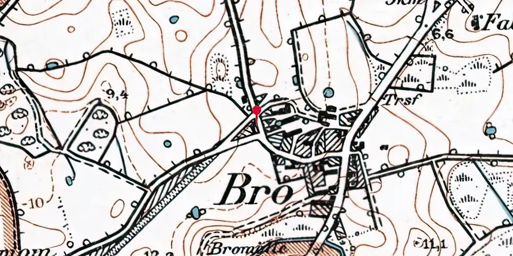 Historisk kort over Bro Station Historisk kort over Bro Station