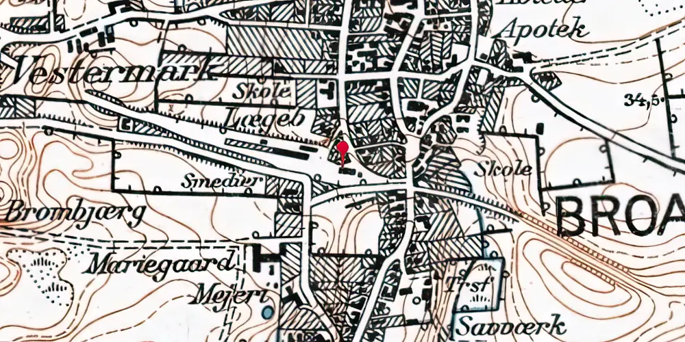 Historisk kort over Broager Station