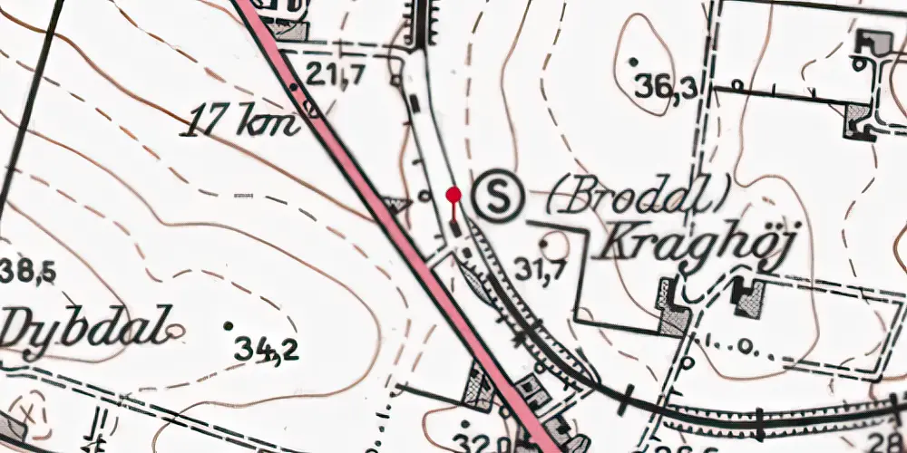 Historisk kort over Brodal Station Historisk kort over Brodal Station
