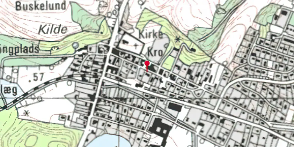 Historisk kort over Bryrup (smalspor) Station