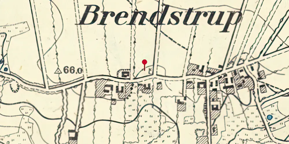 Historisk kort over Brændstrup Station Historisk kort over Brændstrup Station