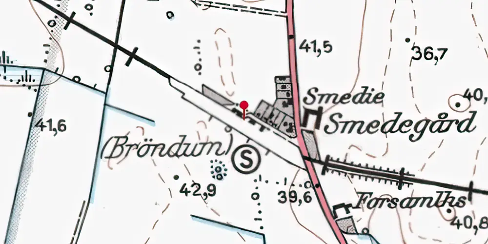 Historisk kort over Brøndum Station Historisk kort over Brøndum Station