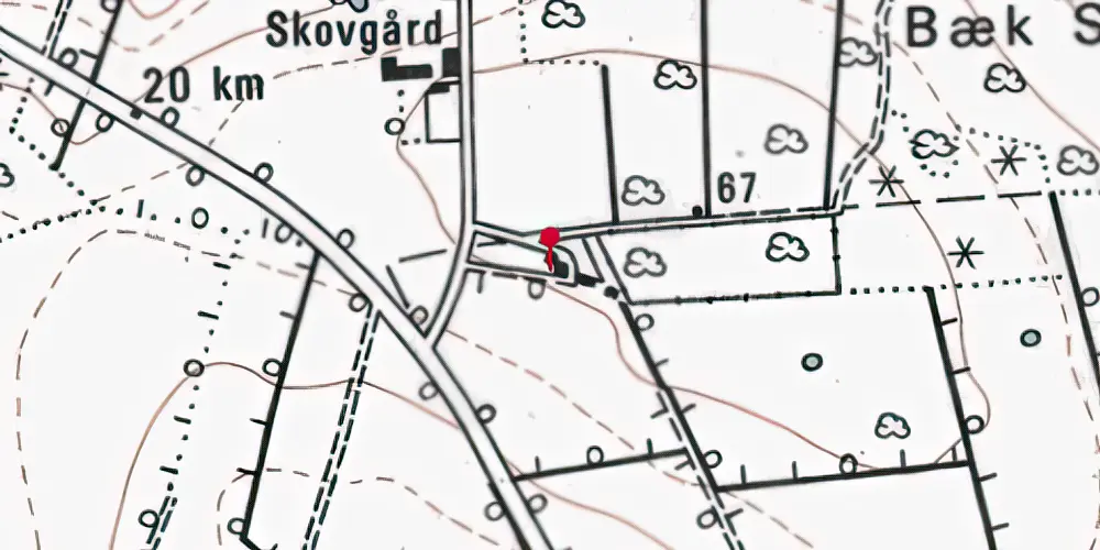 Historisk kort over Bæk Skov Station