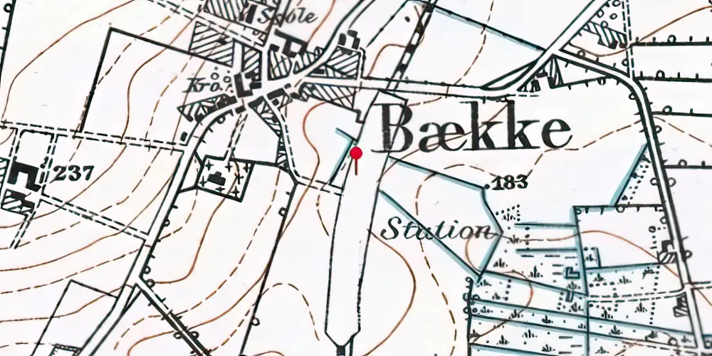 Historisk kort over Bække Station Historisk kort over Bække Station