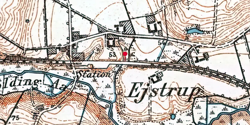 Historisk kort over Ejstrup Station Historisk kort over Ejstrup Station