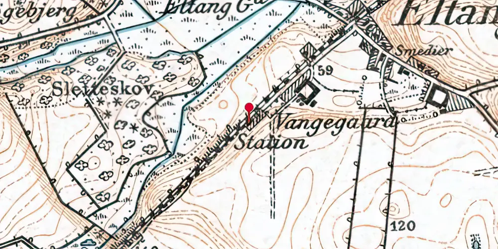 Historisk kort over Eltang Station Historisk kort over Eltang Station