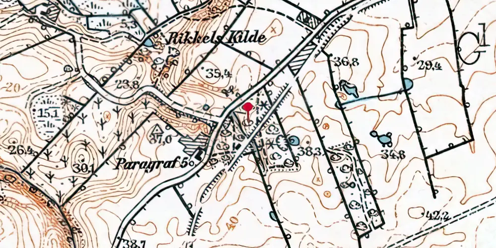 Historisk kort over Erlev Kro Trinbræt Historisk kort over Erlev Kro Trinbræt