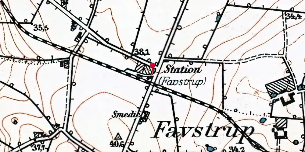 Historisk kort over Favstrup Station Historisk kort over Favstrup Station