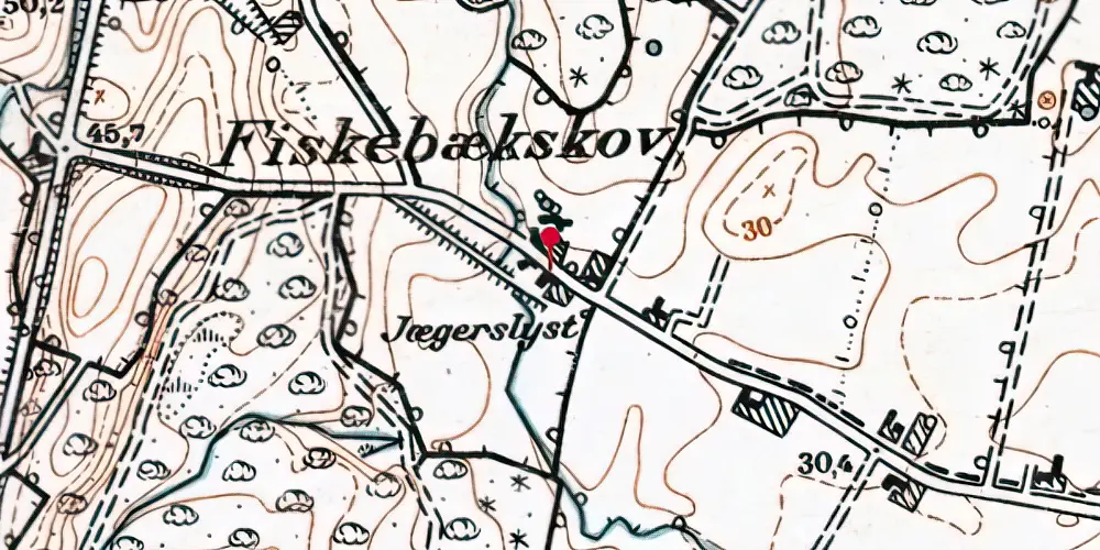 Historisk kort over Fiskbækskov Stationskro Historisk kort over Fiskbækskov Stationskro