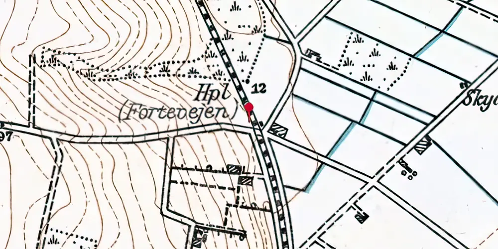 Historisk kort over Fortevej Trinbræt Historisk kort over Fortevej Trinbræt