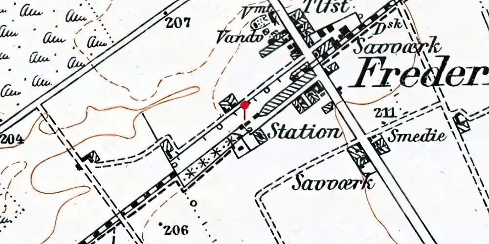 Historisk kort over Frederiks Station