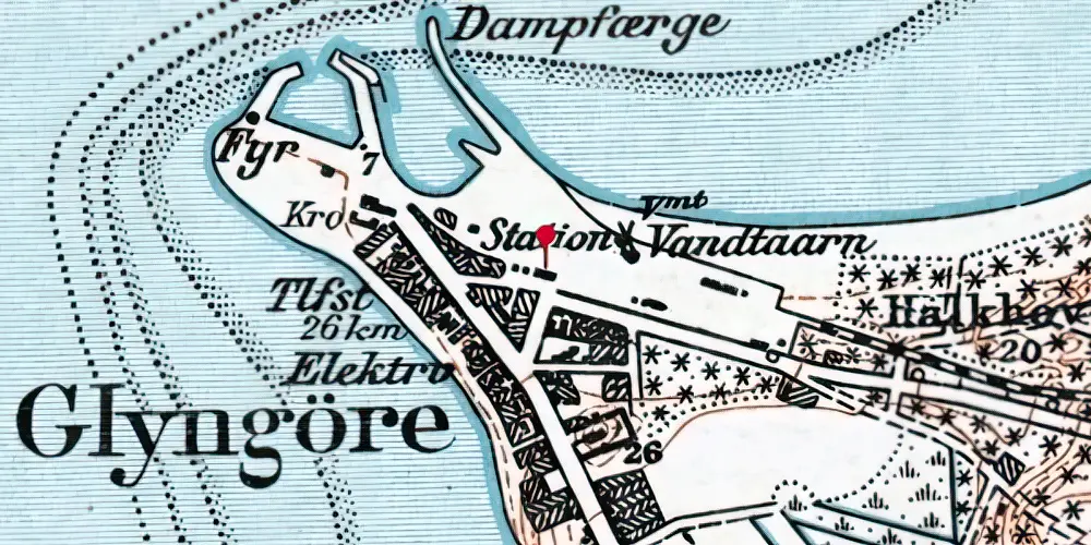 Historisk kort over Glyngøre Station Historisk kort over Glyngøre Station