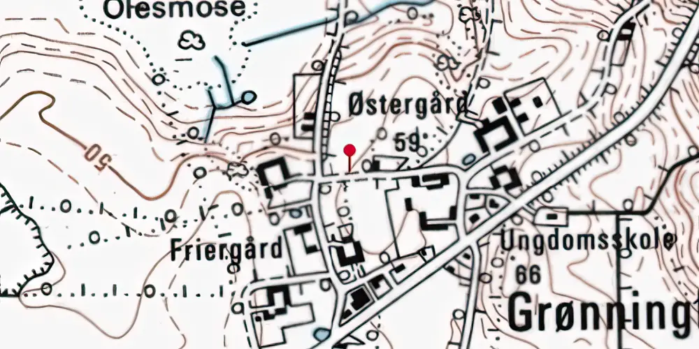 Historisk kort over Grønninghoved Trinbræt med Sidespor Historisk kort over Grønninghoved Trinbræt med Sidespor