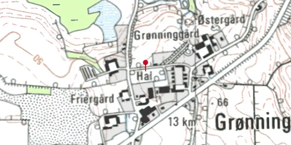 Historisk kort over Grønninghoved Trinbræt med Sidespor Historisk kort over Grønninghoved Trinbræt med Sidespor