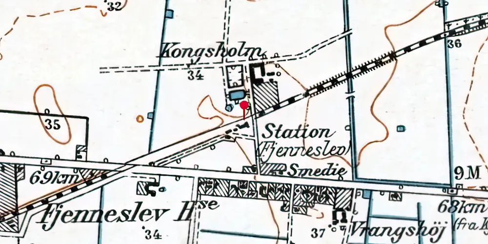 Historisk kort over Fjenneslev Station Historisk kort over Fjenneslev Station