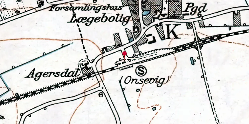 Historisk kort over Onsevig Station Historisk kort over Onsevig Station