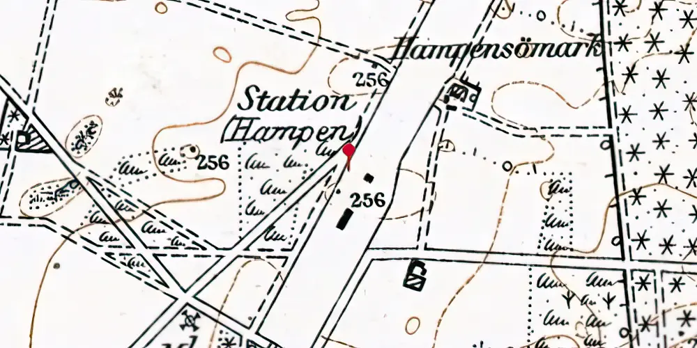 Historisk kort over Hampen Station