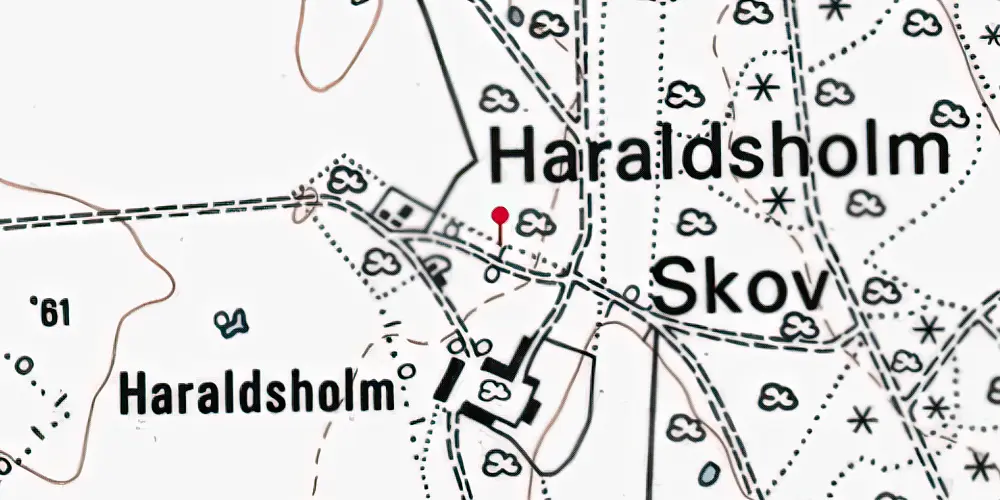 Historisk kort over Haraldsholm Holdeplads med sidespor Historisk kort over Haraldsholm Holdeplads med sidespor