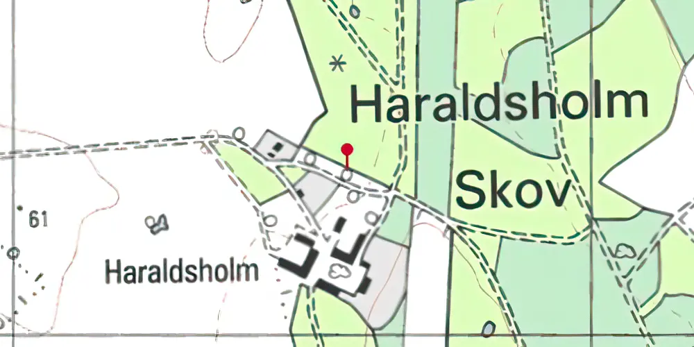 Historisk kort over Haraldsholm Holdeplads med sidespor Historisk kort over Haraldsholm Holdeplads med sidespor