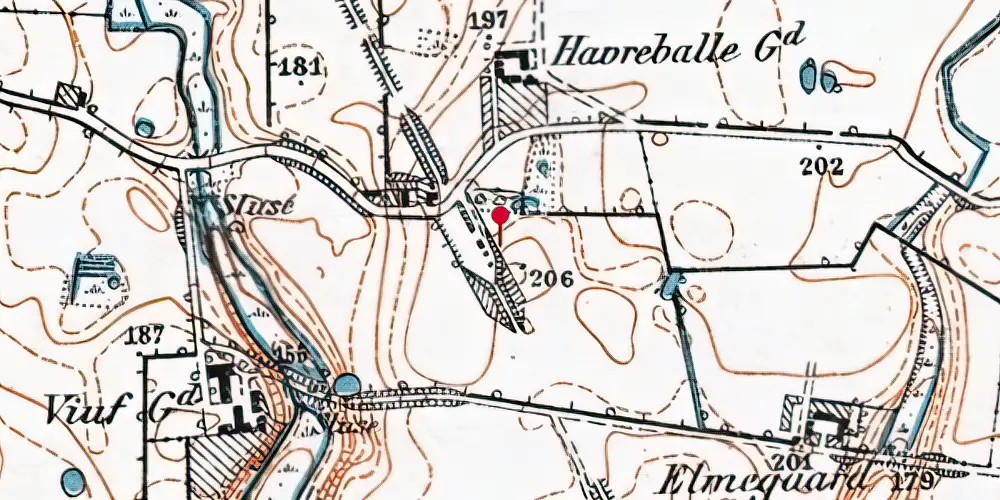 Historisk kort over Hauerballe Holdeplads Historisk kort over Hauerballe Holdeplads