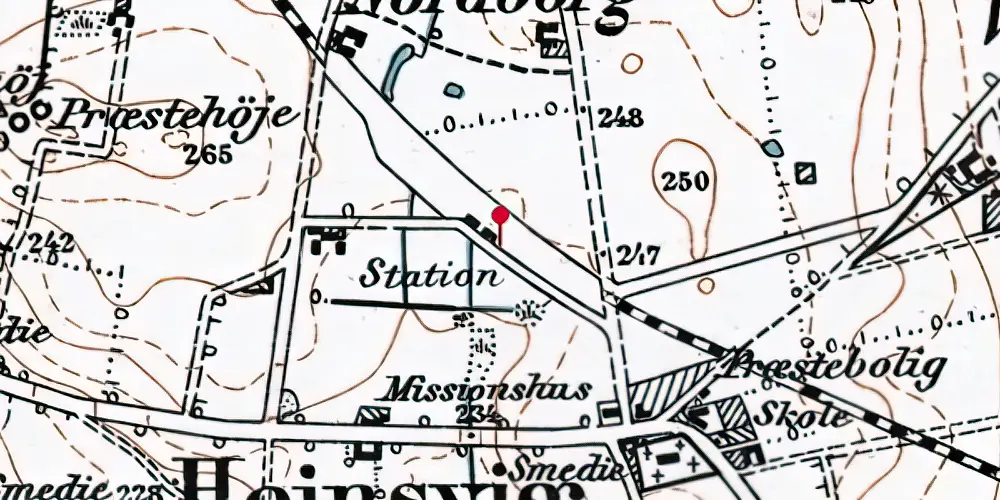Historisk kort over Hejnsvig Station