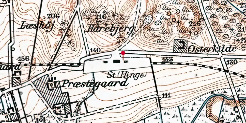 Historisk kort over Hinge Station Historisk kort over Hinge Station