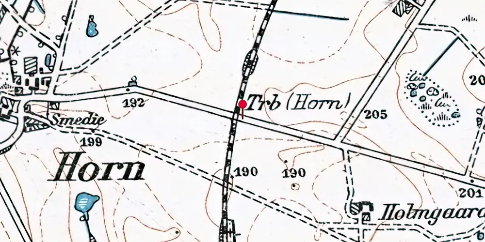 Historisk kort over Horn Trinbræt Historisk kort over Horn Trinbræt