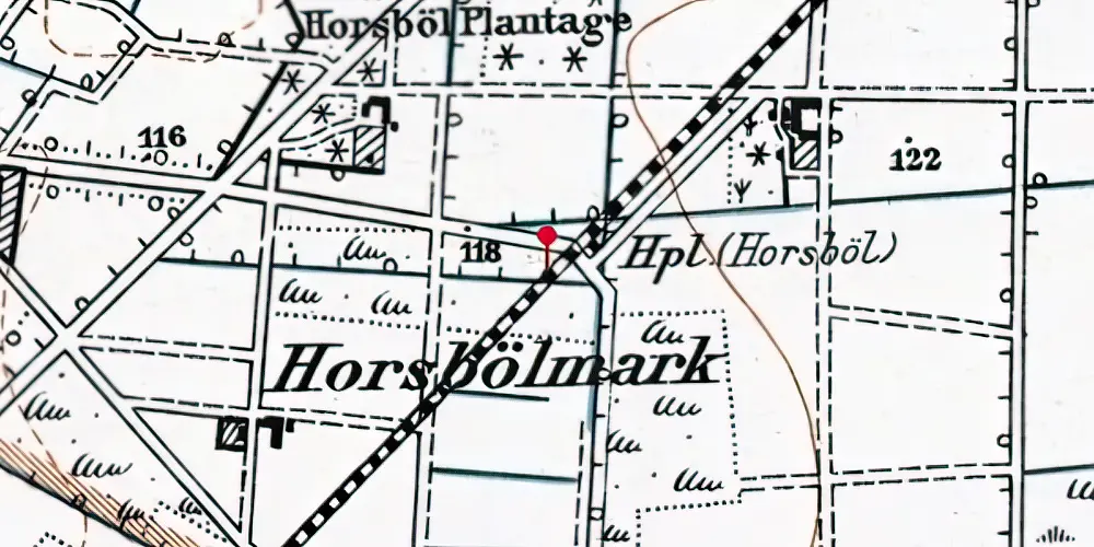 Historisk kort over Horsbøl Holdeplads