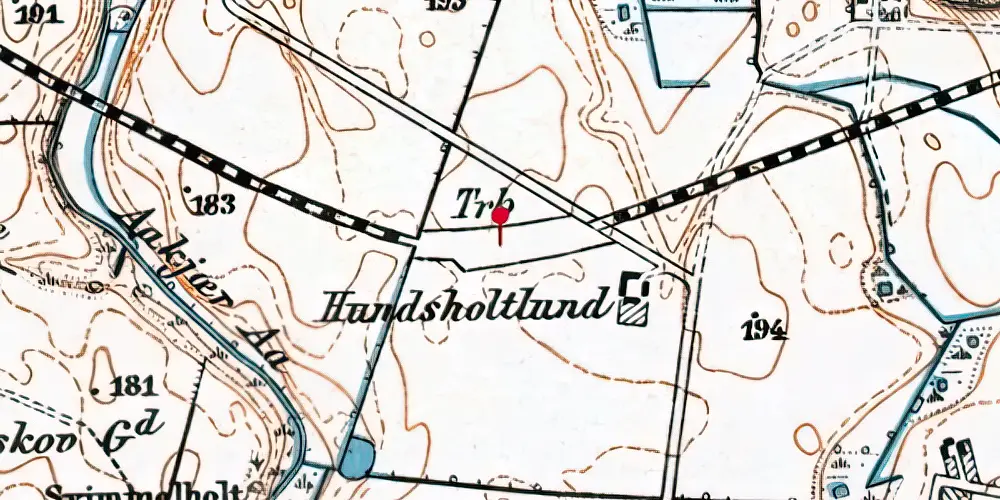 Historisk kort over Hundsholt Trinbræt Historisk kort over Hundsholt Trinbræt