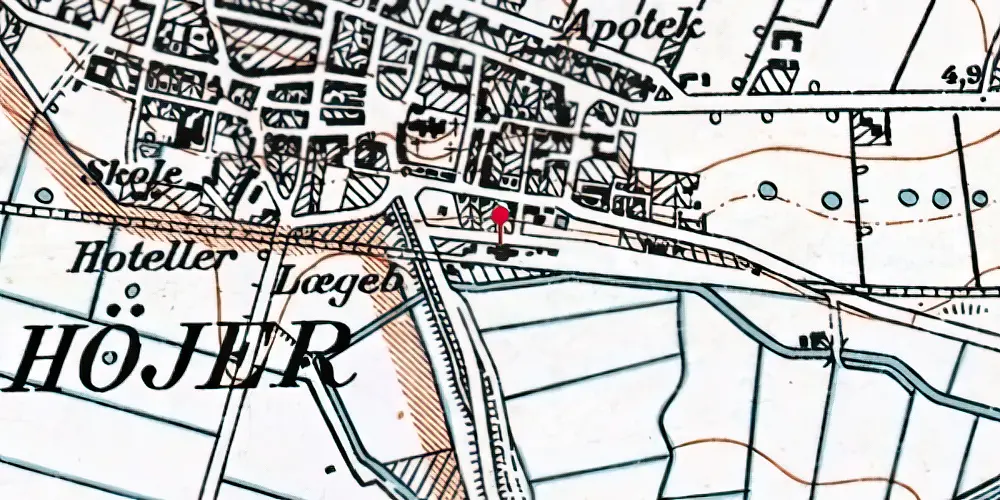 Historisk kort over Højer Station Historisk kort over Højer Station