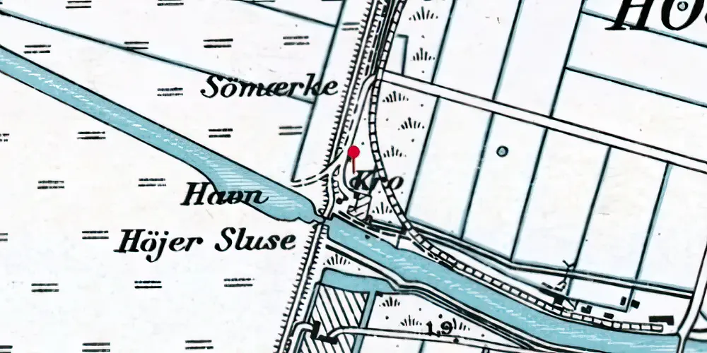 Historisk kort over Højer Sluse Station Historisk kort over Højer Sluse Station