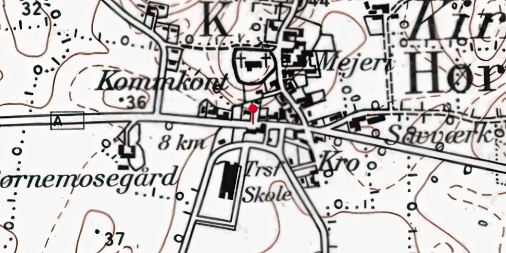 Historisk kort over Kirke-Hørup Trinbræt med Sidespor Historisk kort over Kirke-Hørup Trinbræt med Sidespor