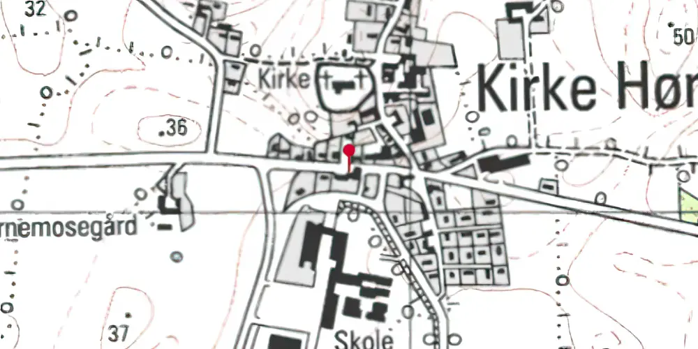 Historisk kort over Kirke-Hørup Trinbræt med Sidespor Historisk kort over Kirke-Hørup Trinbræt med Sidespor