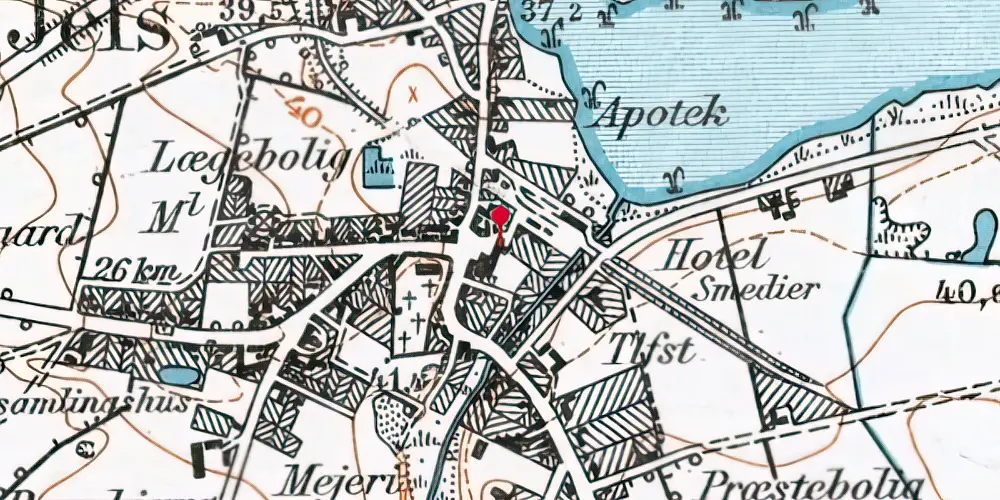 Historisk kort over Jels Stationskro