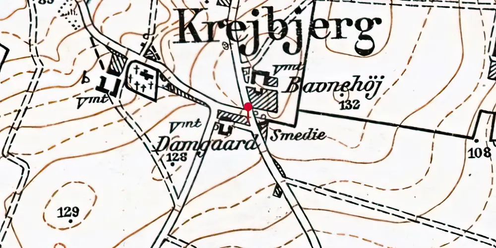 Historisk kort over Krejbjerg Station Historisk kort over Krejbjerg Station