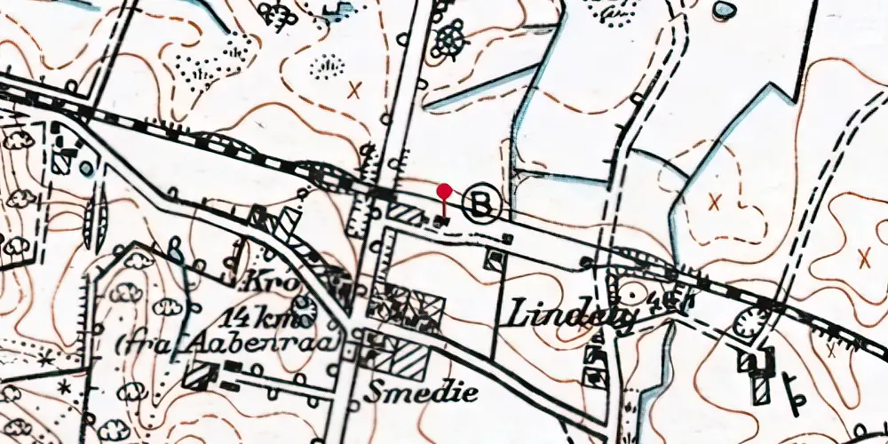 Historisk kort over Lundtoft Holdeplads med sidespor Historisk kort over Lundtoft Holdeplads med sidespor