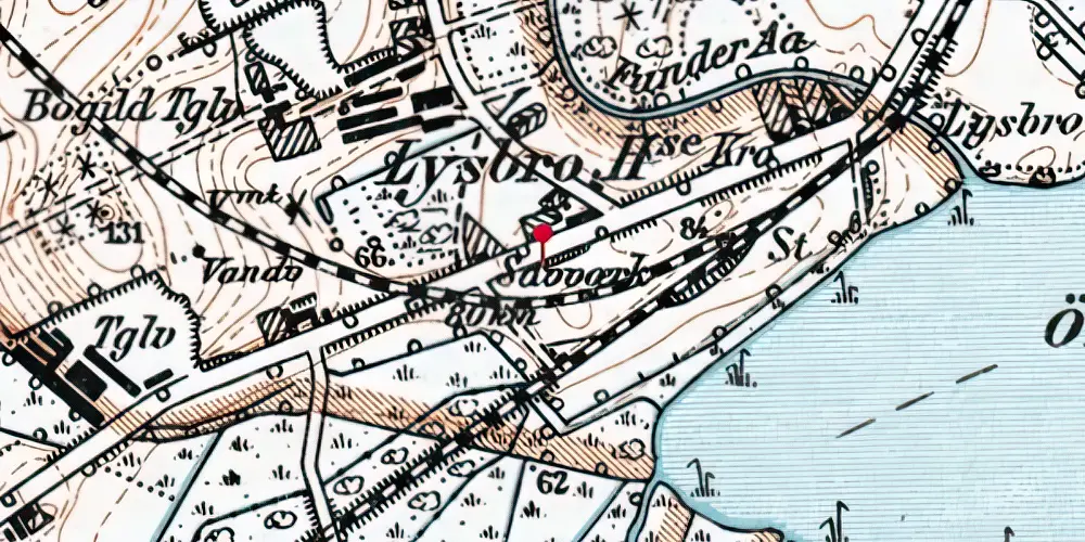 Historisk kort over Lysbro Station Historisk kort over Lysbro Station