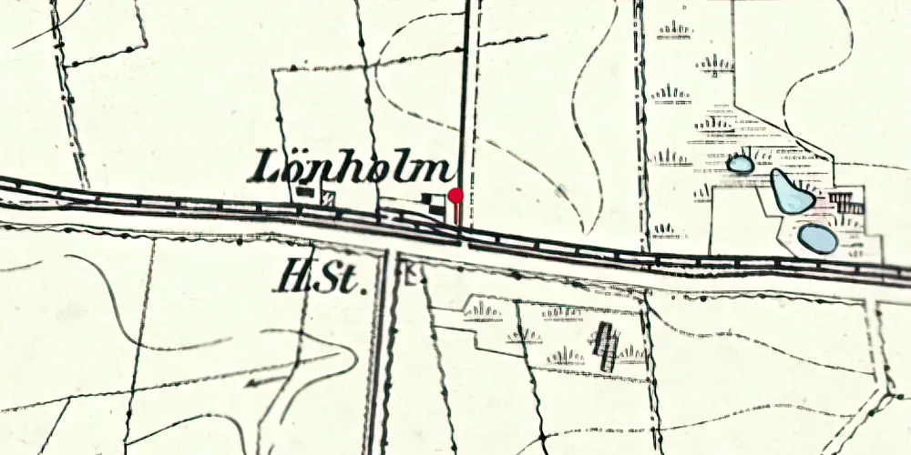 Historisk kort over Lønholm Trinbræt Historisk kort over Lønholm Trinbræt