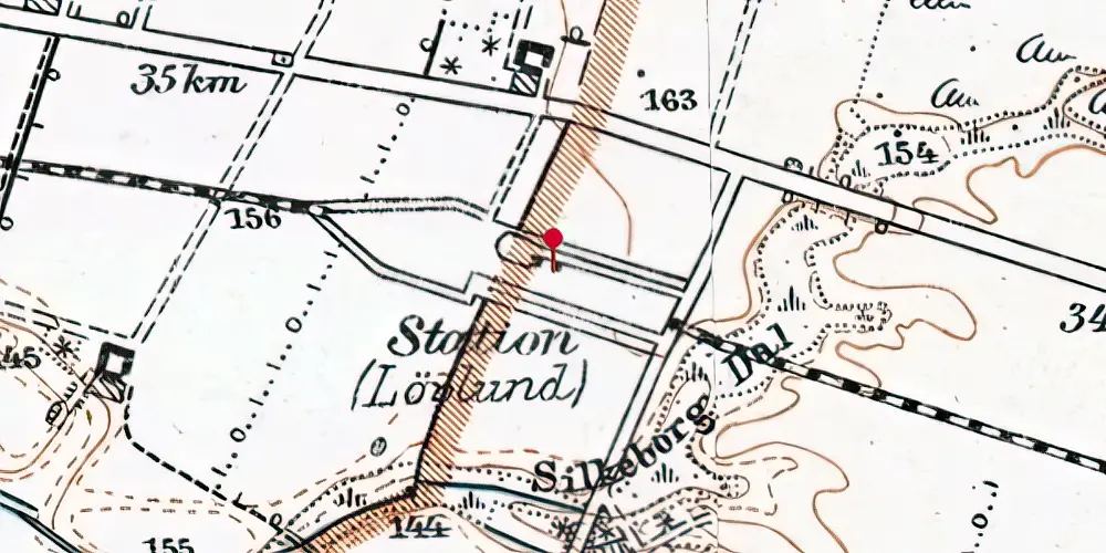 Historisk kort over Løvlund Holdeplads Historisk kort over Løvlund Holdeplads