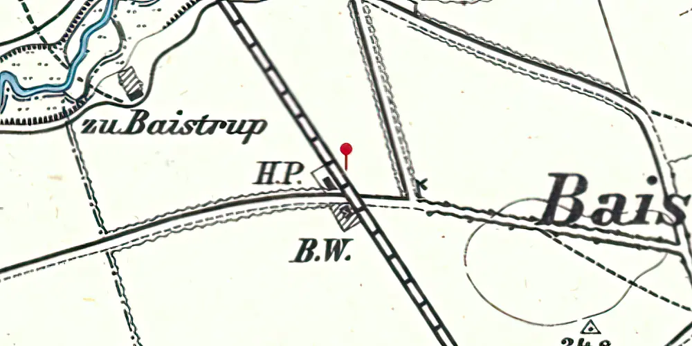 Historisk kort over Bajstrup Station Historisk kort over Bajstrup Station