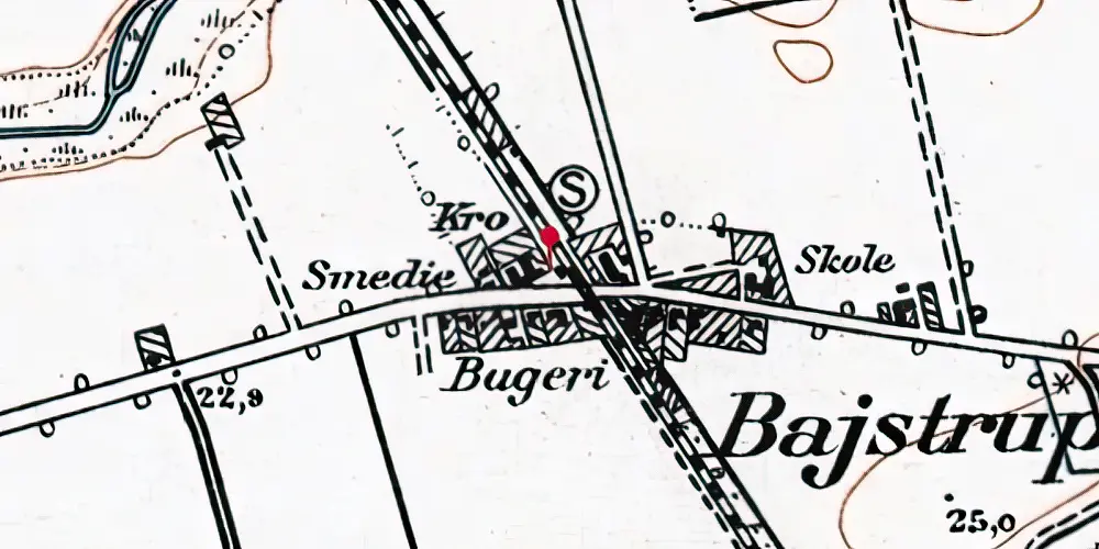 Historisk kort over Bajstrup Station Historisk kort over Bajstrup Station