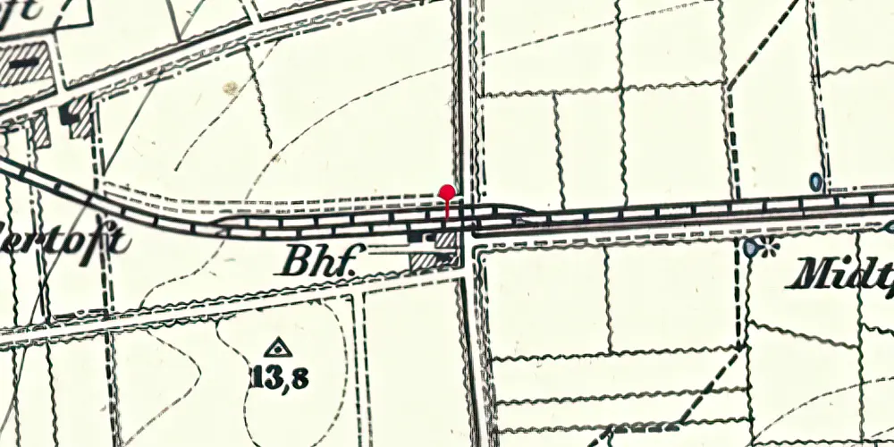 Historisk kort over Møgeltønder Station Historisk kort over Møgeltønder Station